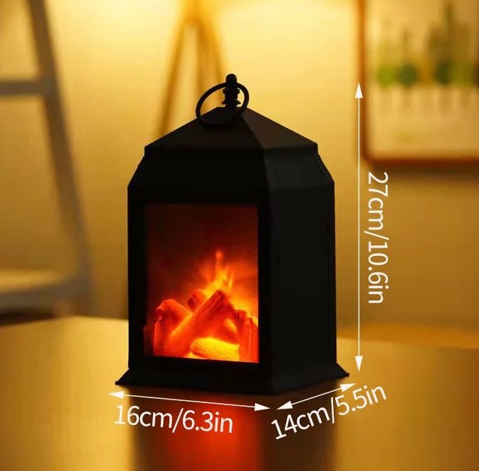 Retro Fireplace Lantern – Flickering Flame Night Light for Christmas Charm, USB/Battery - Powered Holiday Décor - Gear Elevation