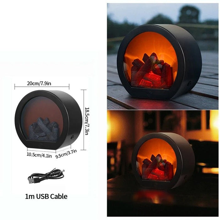 Retro Fireplace Lantern – Flickering Flame Night Light for Christmas Charm, USB/Battery - Powered Holiday Décor - Gear Elevation