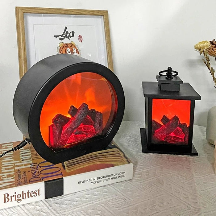 Retro Fireplace Lantern – Flickering Flame Night Light for Christmas Charm, USB/Battery - Powered Holiday Décor - Gear Elevation