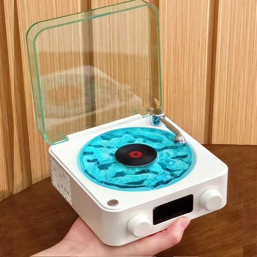 Retro Turntable Speaker with Wireless Bluetooth 5.0 - Vinyl Record Player, Stereo Sound, White Noise, and RGB Projection Lamp Effect - Gear Elevation