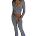 Ribbed Knit Lounge Set for Women – Zip - Up Hoodie & High - Waist Wide - Leg Pants, 2 - Piece Relaxed Loungewear Ensemble - Gear Elevation