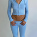 Ribbed Knit Lounge Set for Women – Zip - Up Hoodie & High - Waist Wide - Leg Pants, 2 - Piece Relaxed Loungewear Ensemble - Gear Elevation