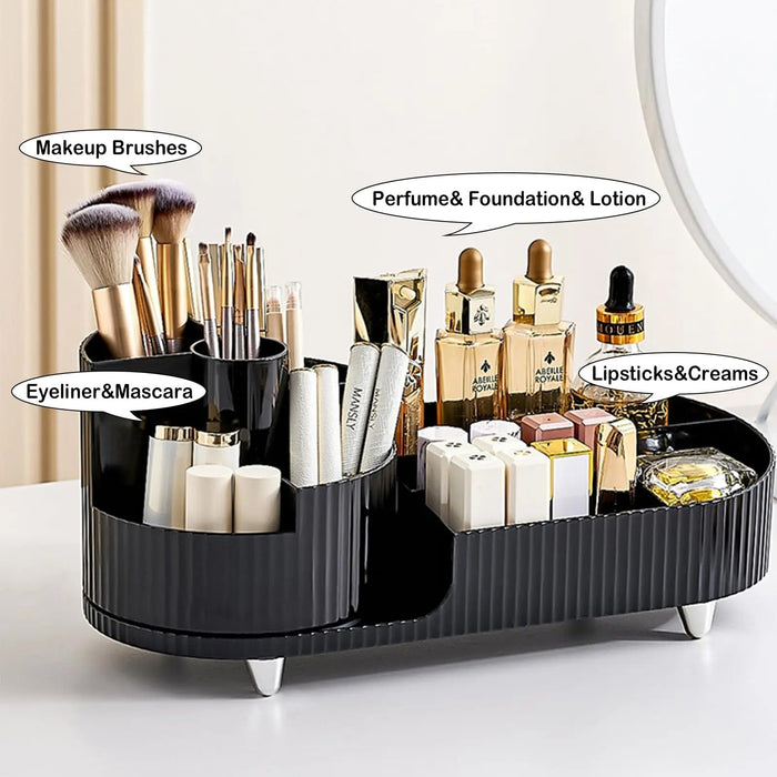 Rotating Makeup Organizer - 360 Rotating Makeup Organizer for Vanity with Brush Holder - Gear Elevation