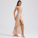 Ruffle Cut Out Maxi Dress - Women Spaghetti Strap Sweetheart Neck Cut Out - Gear Elevation