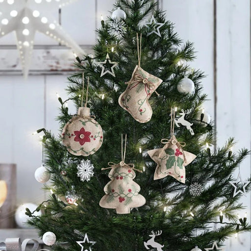 Rustic Linen Christmas Pendants – Charming Tree Ornaments for Holiday Décor & Shopping Mall Displays - Gear Elevation