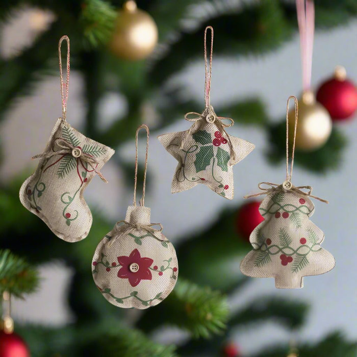 Rustic Linen Christmas Pendants – Charming Tree Ornaments for Holiday Décor & Shopping Mall Displays - Gear Elevation