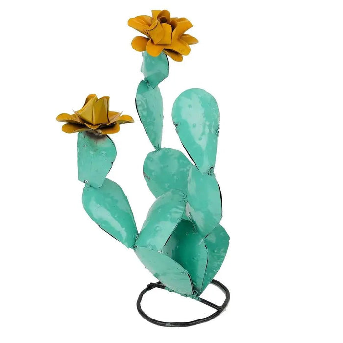 Rustic Metal Cactus Sculpture – Antique - Inspired Yard & Garden Décor for Indoor/Outdoor Charm - Gear Elevation