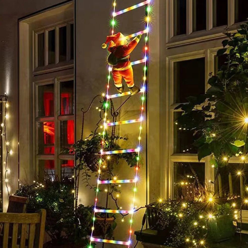 Santa Claus Climbing Ladder