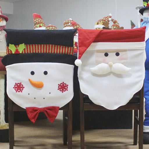 Santa Claus & Snowman Chair Back Covers – Festive Christmas Décor Slipcovers for a Playful Holiday Touch - Gear Elevation