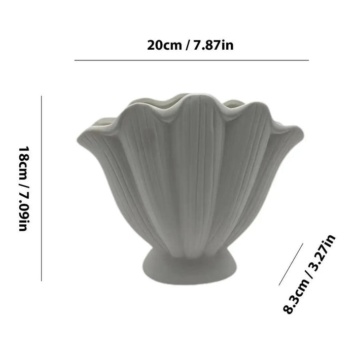 Sea Shell Ceramic Vase - Floral Arrangement and Terrarium Room Decoration Accessories - Gear Elevation