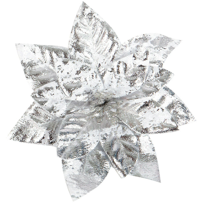 Glittering Artificial Pointsettia Flower Heads – Festive Christmas Tree Ornaments with Charming Berry Accents