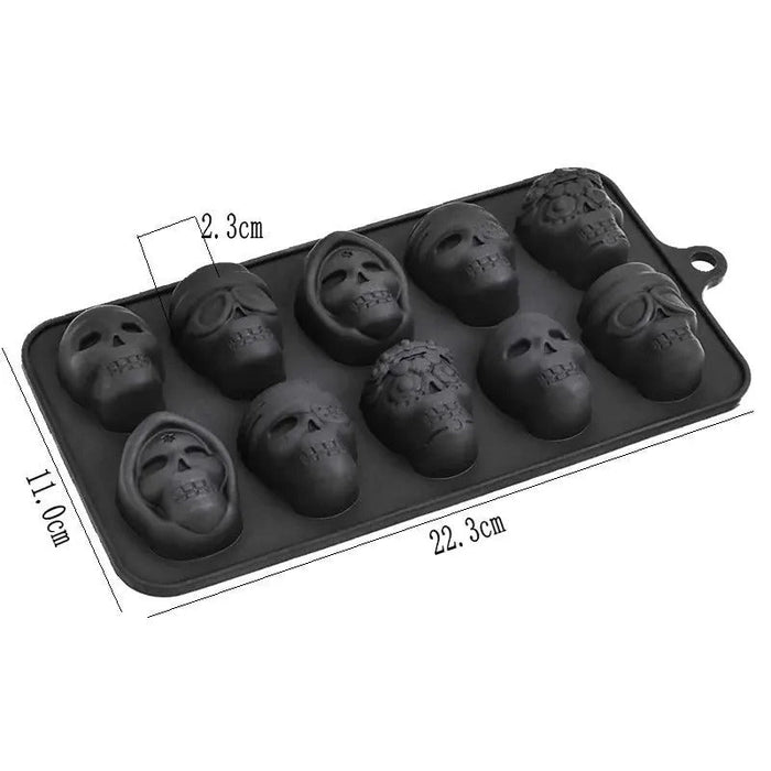 Skull Cocktail Ice Silicone Tray - 10 Grids Ice Cube Maker for Parties - Gear Elevation