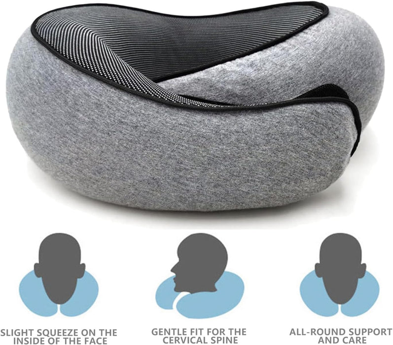 Snail Style Memory Foam Travel Neck Pillow - U - shaped, Portable, Adjustable Neck Support - Gear Elevation