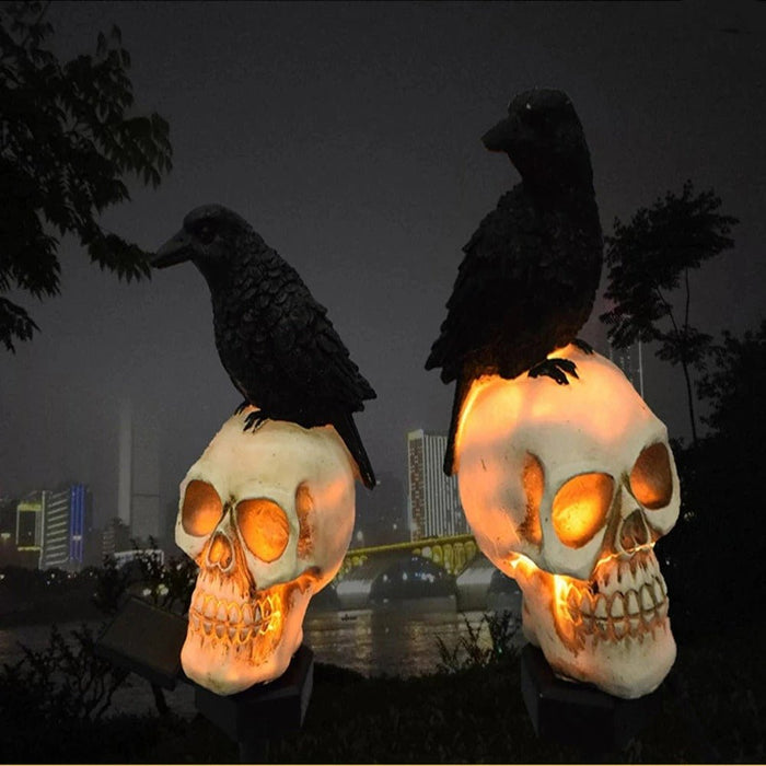 Solar Halloween Crow Skull Light - Outdoor Waterproof LED Light for Balcony, Holiday Lawn, Garden Decor, and Decorative Lighting - Gear Elevation