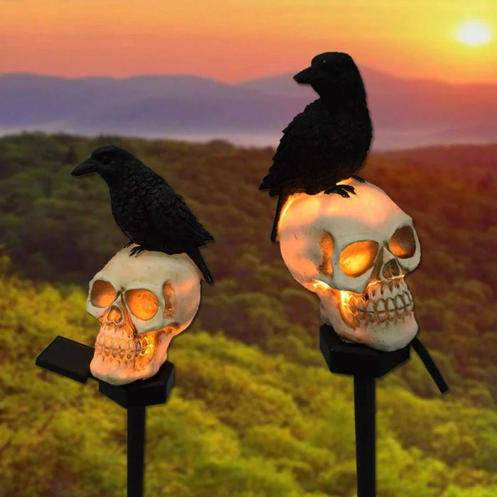 Solar Halloween Crow Skull Light - Outdoor Waterproof LED Light for Balcony, Holiday Lawn, Garden Decor, and Decorative Lighting - Gear Elevation