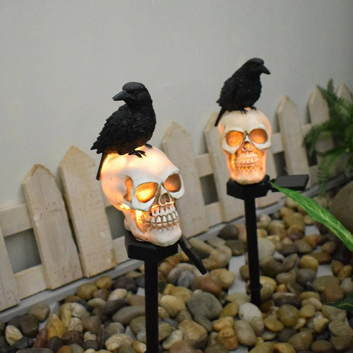 Solar Halloween Crow Skull Light - Outdoor Waterproof LED Light for Balcony, Holiday Lawn, Garden Decor, and Decorative Lighting - Gear Elevation