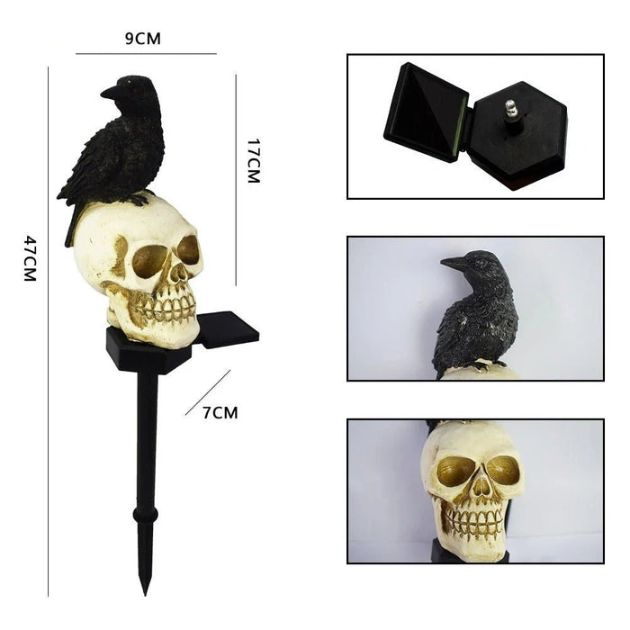 Solar Halloween Crow Skull Light - Outdoor Waterproof LED Light for Balcony, Holiday Lawn, Garden Decor, and Decorative Lighting - Gear Elevation