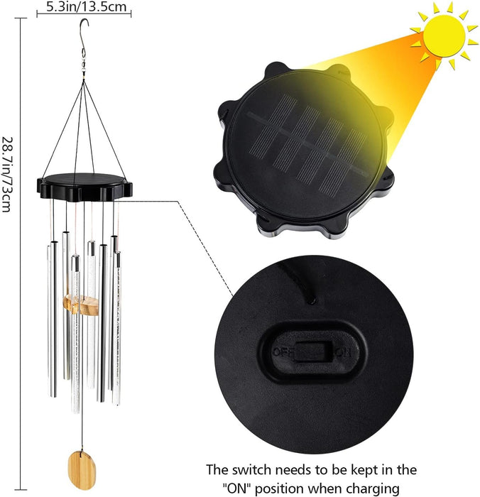 Solar Powered LED Wind Chimes - Solar Tube Wind Chimes for Outside - Gear Elevation