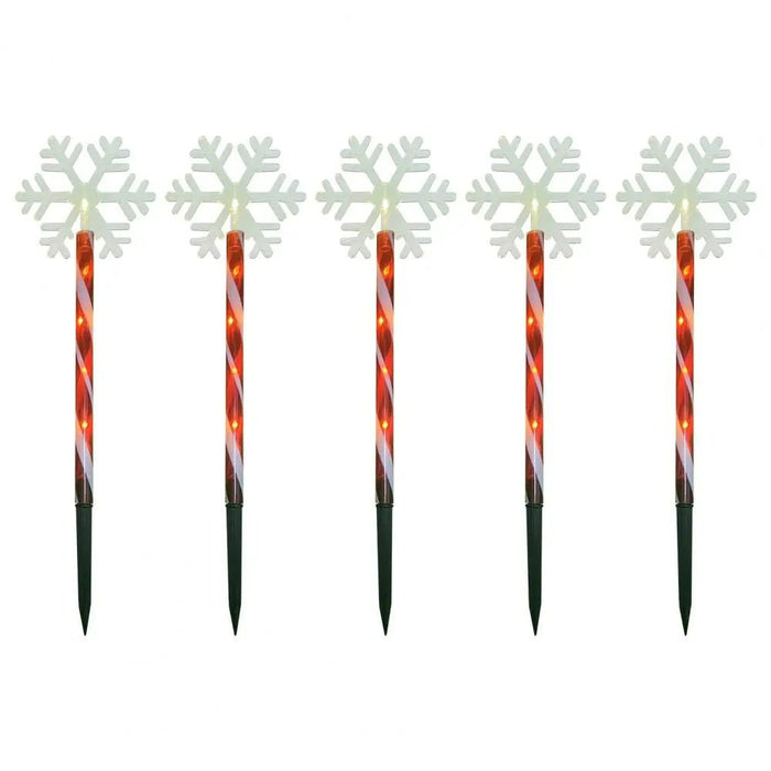 Solar Snowflake Christmas Tree Garden Lights – 5pcs. Waterproof LED Stake Lights for Magical Outdoor Christmas Décor and Year - Round Lawn Illumination - Gear Elevation