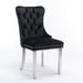 Solid Wood Dining Chair with Velvet Cushion and Chrome - Plated Stainless Steel Nail Legs, 2pcs Set - Gear Elevation