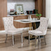 Solid Wood Dining Chair with Velvet Cushion and Chrome - Plated Stainless Steel Nail Legs, 2pcs Set - Gear Elevation