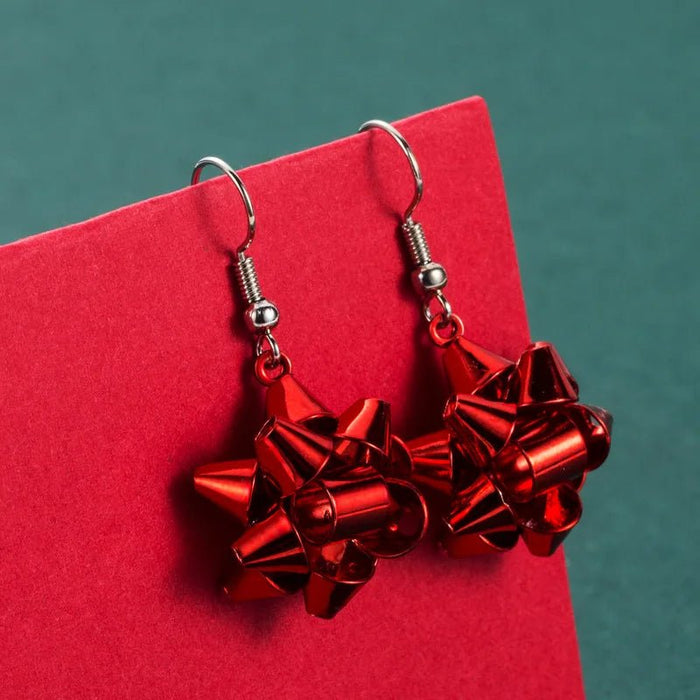 Sparkling Christmas Gift Bow Star Earrings – Trendy Christmas Earhooks for a Festive Fashion Statement & Perfect Holiday Gift - Gear Elevation