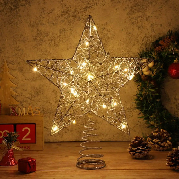 Sparkling LED Star Tree Topper – Glittering Iron Ornament for Magical Christmas Tree Décor - Gear Elevation