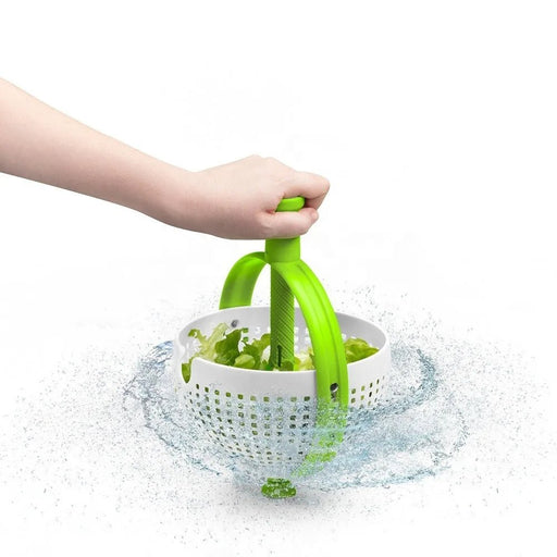 Spin & Drain Salad Bowl – Hand - Pressed Rotating Basket for Quick Vegetable & Fruit Cleaning and Easy Dehydration Storage - Gear Elevation