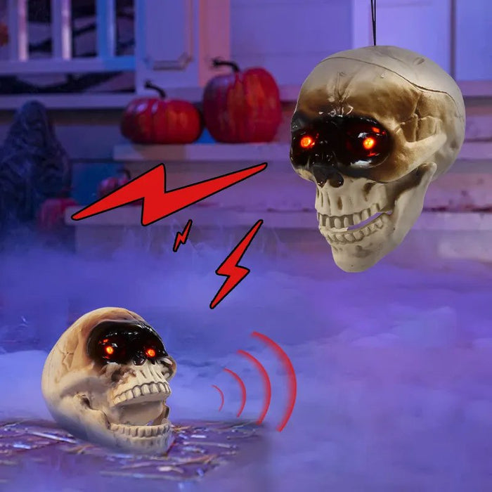 Spooky Skull Heads - Skull Heads with Motion Sensor Halloween Decorations, Scary Sound, Spooky Decoration - Gear Elevation