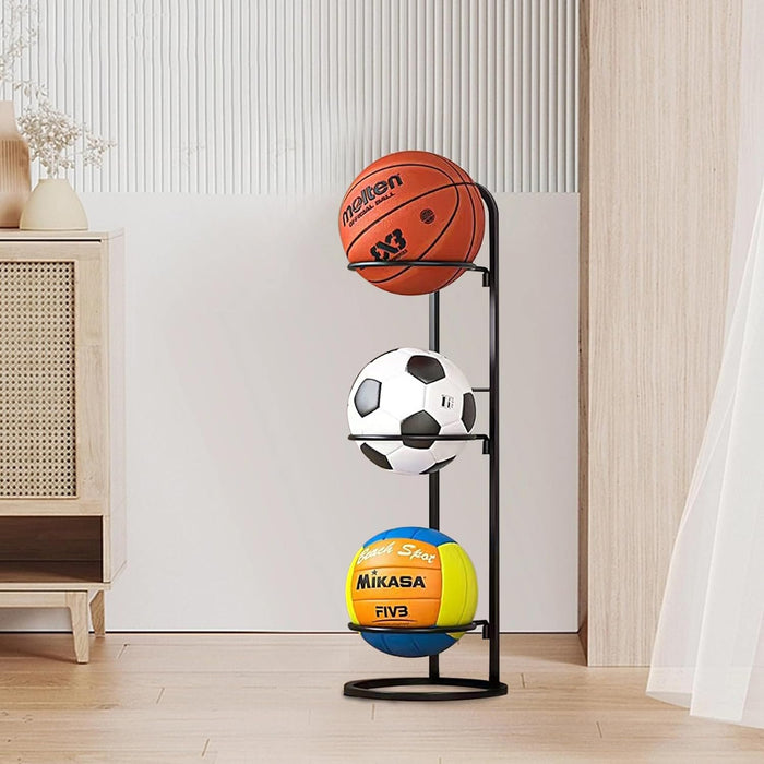 Sports Ball Storage Rack - Removable Garage Ball Organizer, Vertical Sports Display Stand for Volleyball, Football, Basketball and Soccer Ball - Gear Elevation