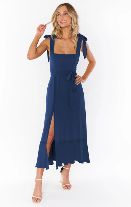 Spring/Summer Chiffon A - Line Strap Dress – Elegant Solid Color Ankle - Length Evening Bodycon Dress with Square Neck - Gear Elevation