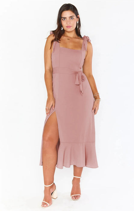 Spring/Summer Chiffon A - Line Strap Dress – Elegant Solid Color Ankle - Length Evening Bodycon Dress with Square Neck - Gear Elevation