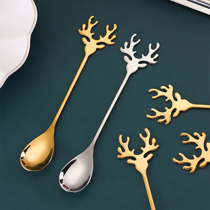 Stainless Steel Coffee Spoon or Fork – Perfect Christmas Gift! Mini Teaspoons for Desserts, Snacks, Ice Cream, and More. Elevate Your Tableware Collection! - Gear Elevation