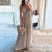 Summer U - Neck Bohemian Halter Maxi Dress – High Waist, Pleated, Backless Boho Style with Lace - Up Detailing - Gear Elevation