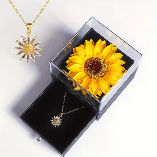 Sunflower Necklace Gift Set with Box– A Timeless Symbol of Love & Devotion Perfect for Valentine's Gift for Her - Gear Elevation