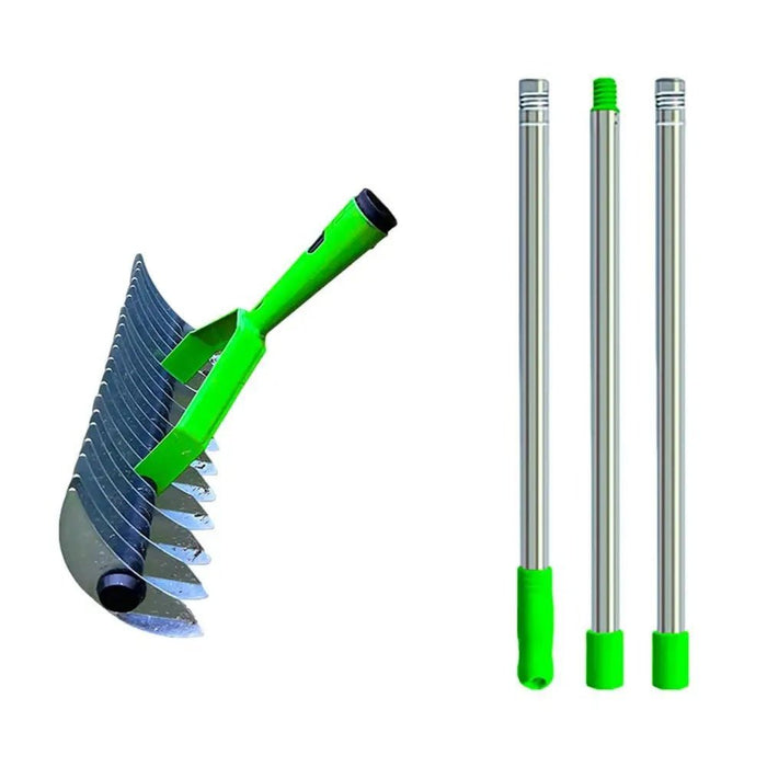 Thatch Rake - Efficient Steel Metal Lawn Grass Rake with Stainless Steel Handle - Gear Elevation