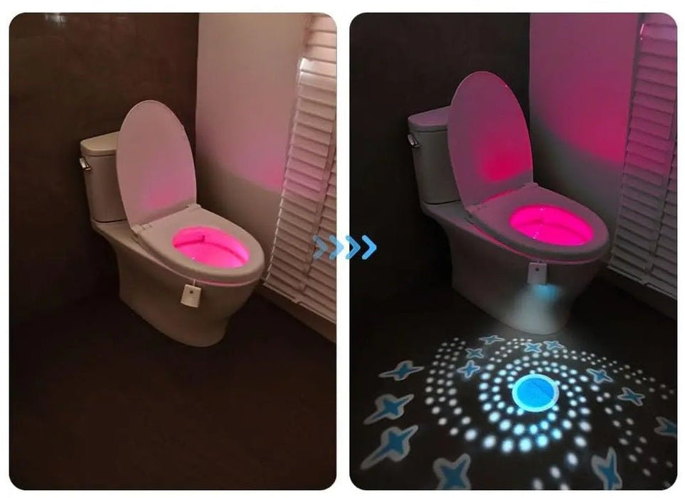 Toilet Night Light with Star Projector – 16 - Color Motion - Sensor LED Seat Illumination - Gear Elevation