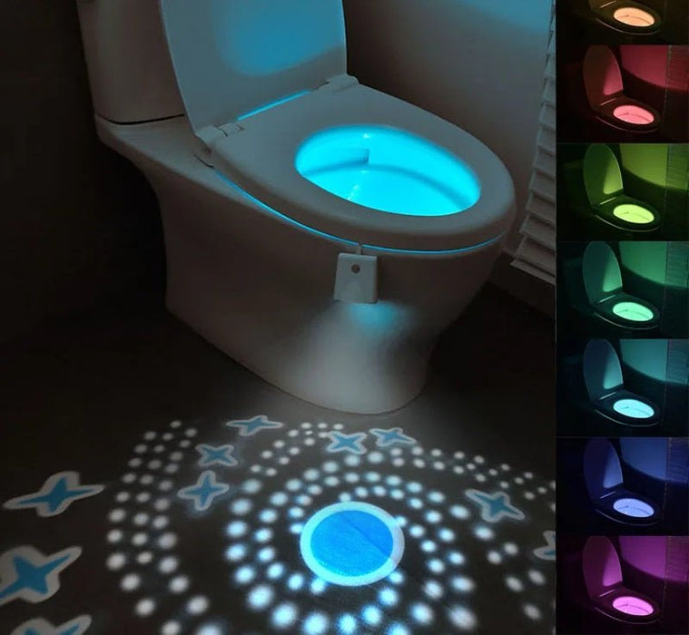 Toilet Night Light with Star Projector – 16 - Color Motion - Sensor LED Seat Illumination - Gear Elevation