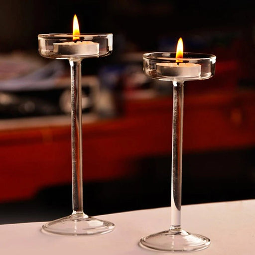 Transparent Crystal Glass Candle Holders – Perfect for Weddings & Luxe Decor - Gear Elevation