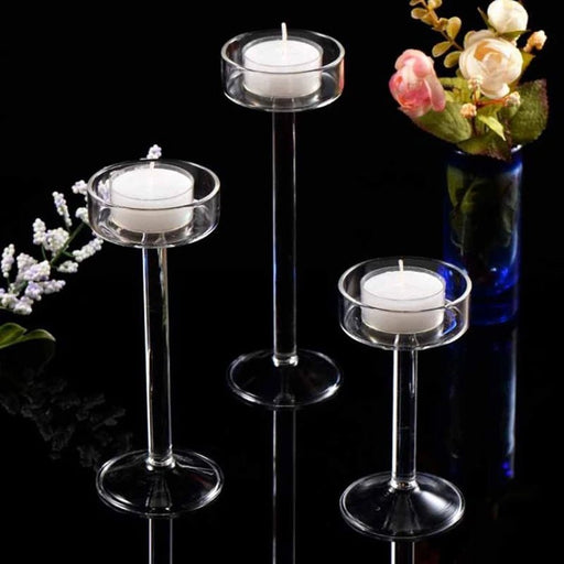 Transparent Crystal Glass Candle Holders – Perfect for Weddings & Luxe Decor - Gear Elevation