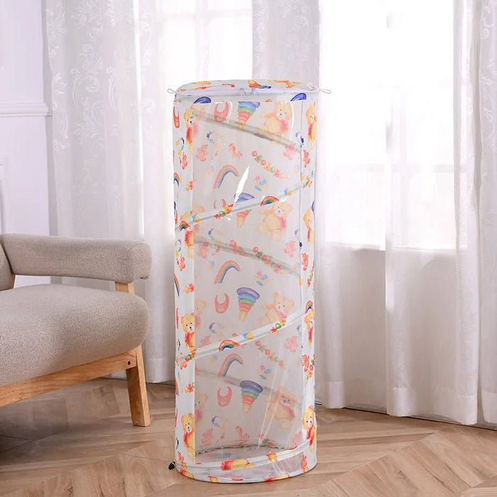 Transparent Cylindrical Toy Storage Bag – Dustproof Display Bucket for Plush Dolls & Children's Toys - Gear Elevation