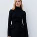 Turtleneck Bodycon X - Shape Mini Dress for Women – Elegant Long Sleeve with Pockets, Perfect for Spring & Summer Office Style - Gear Elevation