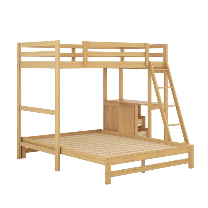 Twin over Full Bunk Bed with Built - in Desk and Three Drawers - Gear Elevation