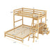 Twin over Full Bunk Bed with Built - in Desk and Three Drawers - Gear Elevation