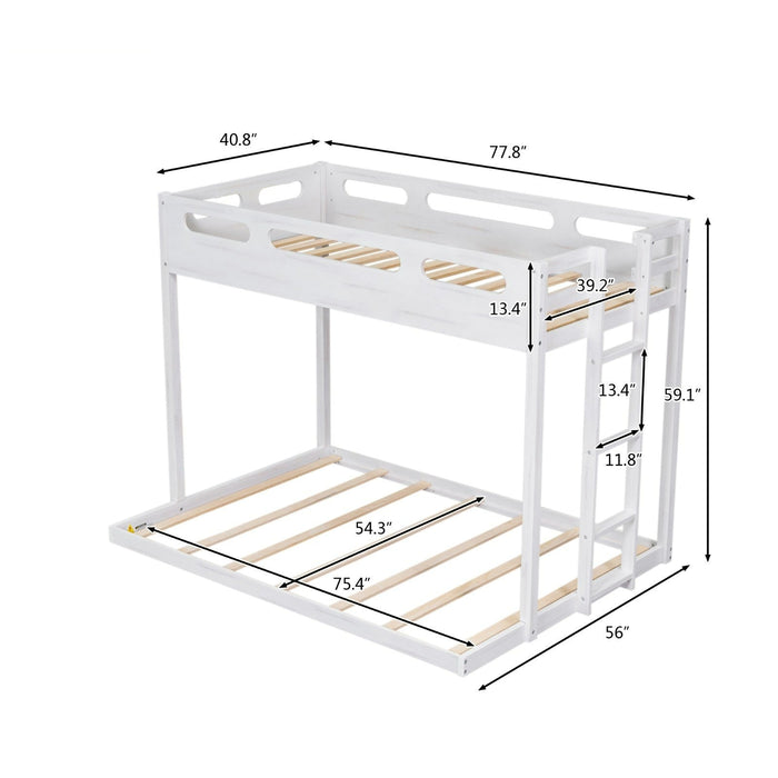 Twin over Full Bunk Bed with Built - in Ladder - Gear Elevation