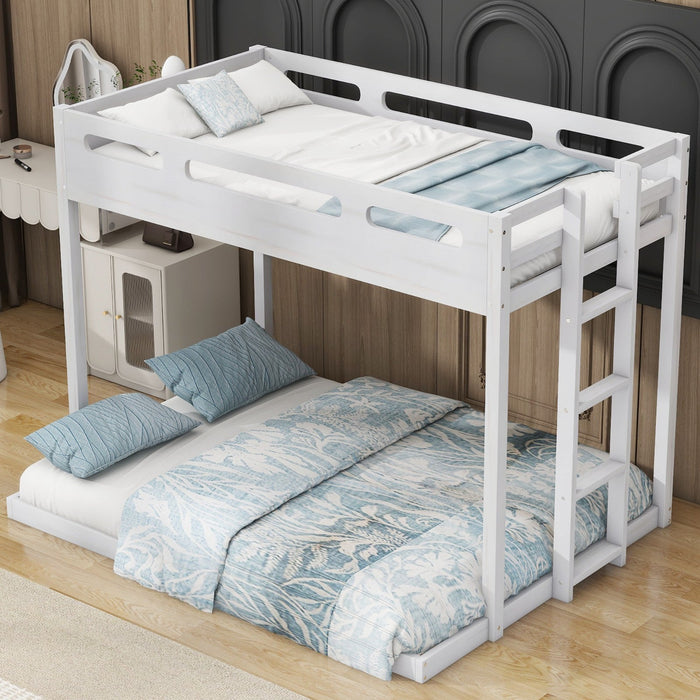 Twin over Full Bunk Bed with Built - in Ladder - Gear Elevation