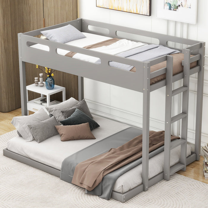 Twin over Full Bunk Bed with Built - in Ladder - Gear Elevation