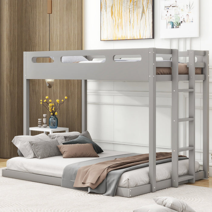 Twin over Full Bunk Bed with Built - in Ladder - Gear Elevation