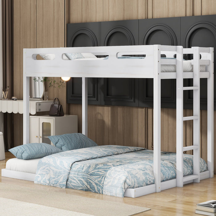 Twin over Full Bunk Bed with Built - in Ladder - Gear Elevation