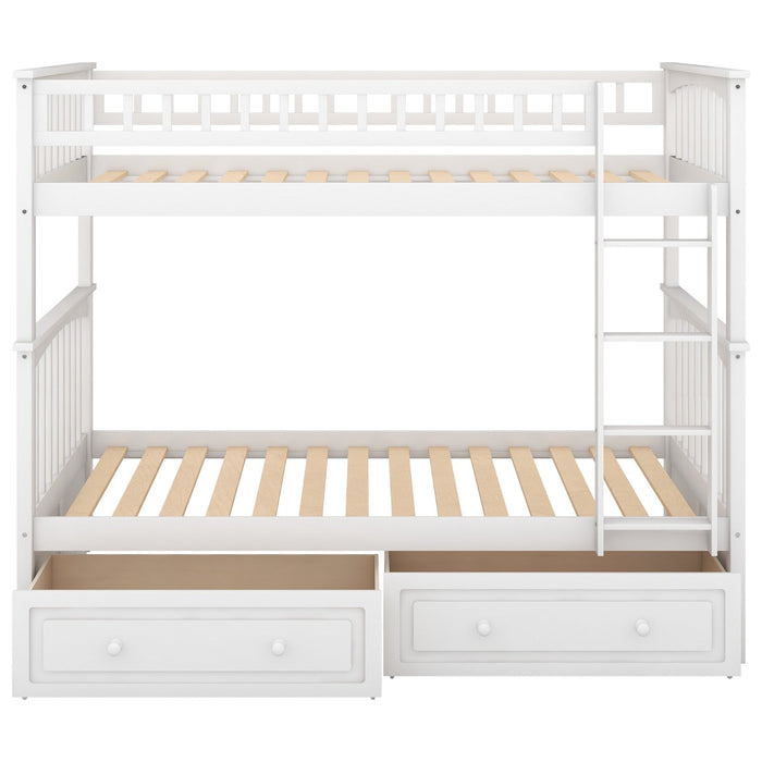 Twin over Twin Bunk Bed with Drawers Convertible Beds - Gear Elevation